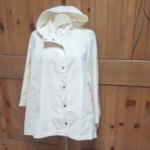 Tahari Cream Hooded Cape Jacket